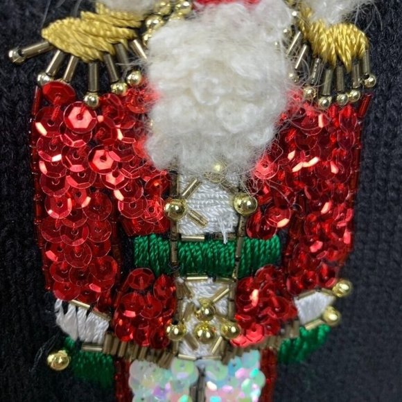 Victoria Jones Petite Embellished Nutcracker Christmas Cardigan Sweater Beads PM - Picture 10 of 13